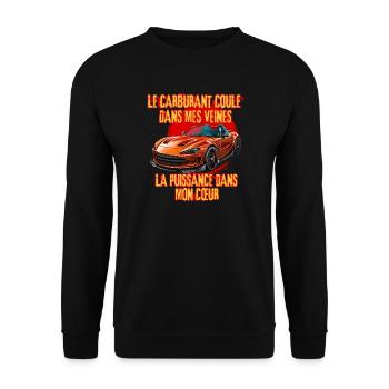 Puissance et Carburant Voiture Rouge - Sweat-shirt Unisexe - noir - Devant - Alina (178cm) & Michal (187cm)