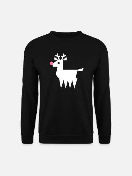 Renne Rudolf L blanc avec nez rose fluo - Sweat-shirt Unisexe - noir