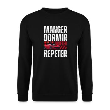 Urban Drift Eats Sleep Repeat - Unisex Sweatshirt - black - Front - Alina (178cm) & Michal (187cm)