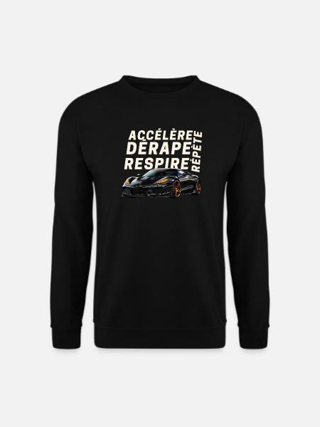 Voiture sport et lettres dynamiques - Sweat-shirt Unisexe - noir