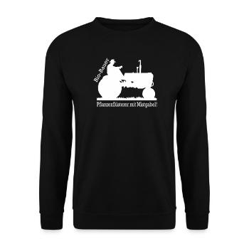 Bio Bauer Pflanzenflüsterer mit Mistgabel Geschenk - Unisex Pullover - Schwarz - Vorne - Alina (178cm) & Michal (187cm)
