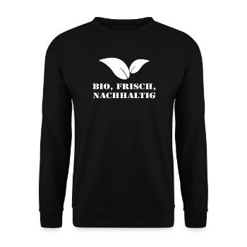 Bio Frisch Nachhaltig - Bio Landwirt Geschenk - Unisex Pullover - Schwarz - Vorne - Alina (178cm) & Michal (187cm)