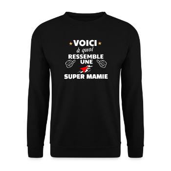 Hommage à la Super Mamie Humoristique - Sweat-shirt Unisexe - noir - Devant - Alina (178cm) & Michal (187cm)