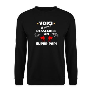Message humoristique pour super papi - Sweat-shirt Unisexe - noir - Devant - Alina (178cm) & Michal (187cm)