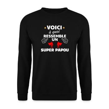 Héros Super Papou Thème Empowerment - Sweat-shirt Unisexe - noir - Devant - Alina (178cm) & Michal (187cm)