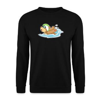 Bär Schwimmen Schwimmbrille Sommer - Unisex Pullover - Schwarz - Vorne - Alina (178cm) & Michal (187cm)