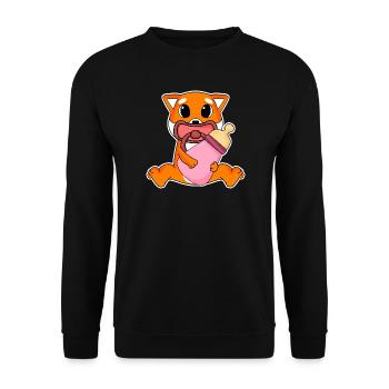 Baby Shiba Inu Motiv - Unisex Pullover - Schwarz - Vorne - Alina (178cm) & Michal (187cm)