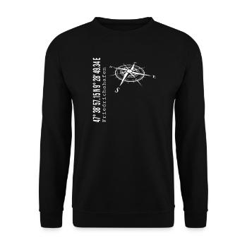 Koordinaten Friedrichshafen - Unisex Pullover - Schwarz - Vorne - Alina (178cm) & Michal (187cm)