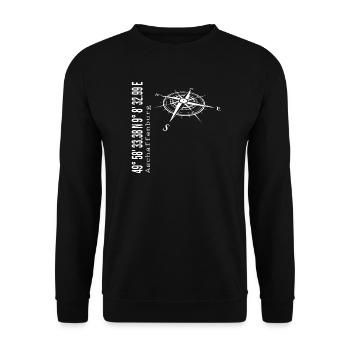 Koordinaten Aschaffenburg - Unisex Pullover - Schwarz - Vorne - Alina (178cm) & Michal (187cm)