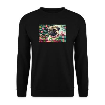 Mignon carlin de Noël avec des cadeaux - Sweat-shirt Unisexe - noir - Devant - Alina (178cm) & Michal (187cm)