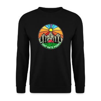 Berge Natur Camping Wanderer Statement Zelten - Unisex Pullover - Schwarz - Vorne - Alina (178cm) & Michal (187cm)