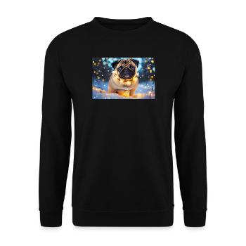Cute Pug with Christmas Lights - Unisex Sweatshirt - black - Front - Alina (178cm) & Michal (187cm)
