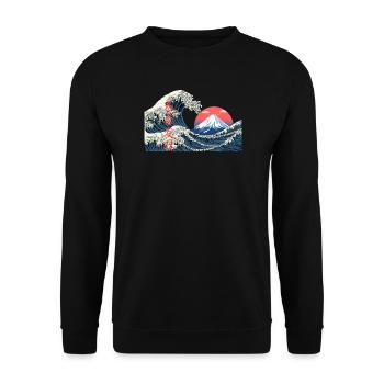 T-Shirt Wave kanagawa hokusai mont fuji japan - Unisex Pullover - Schwarz - Vorne - Alina (178cm) & Michal (187cm)