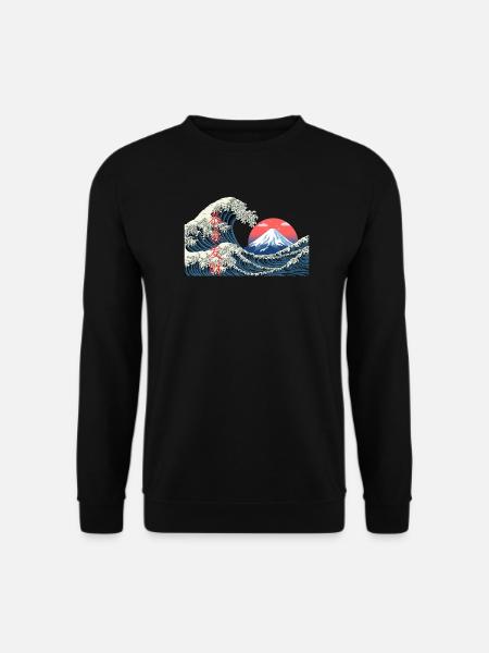T Shirt Wave kanagawa hokusai mont fuji japan - Unisex Sweatshirt - black