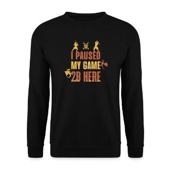 I Paused My Game 2B Here - Sweat-shirt Unisexe - noir - Devant - Alina (178cm) & Michal (187cm)