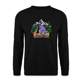 Camping Nature Campsite Camping Chilling Mountains - Unisex Sweatshirt - black - Front - Alina (178cm) & Michal (187cm)