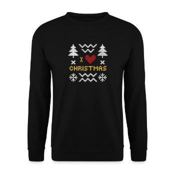 Weihnachtsherz Strickmuster Design - Unisex Pullover - Schwarz - Vorne - Alina (178cm) & Michal (187cm)