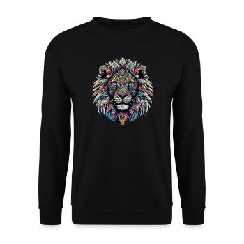 Lion décoré de mandalas - Sweat-shirt Unisexe - noir - Devant - Alina (178cm) & Michal (187cm)