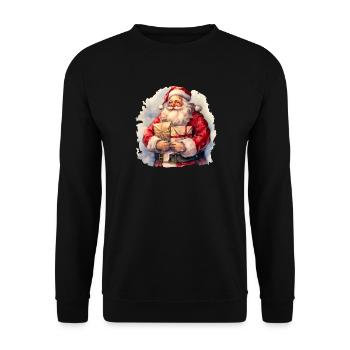 Aquarell mit Geschenken - Unisex Pullover - Schwarz - Vorne - Alina (178cm) & Michal (187cm)