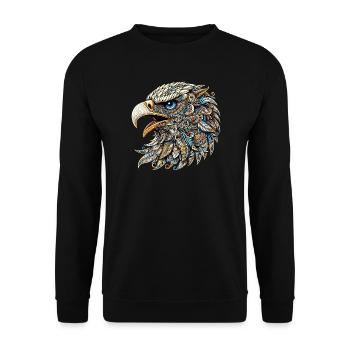 Aigle décoré de Mandalas - Sweat-shirt Unisexe - noir - Devant - Alina (178cm) & Michal (187cm)