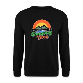 Mountains, Camping, Nature, Relaxing, Hiker, Statement - Unisex Sweatshirt - black - Front - Alina (178cm) & Michal (187cm)