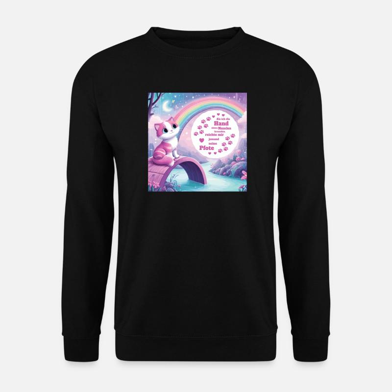 Katze mit Regenbogen - Unisex Pullover - Schwarz