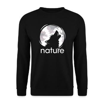 natur wolf mond jaulen Abend Nacht Schatten Logo - Unisex Pullover - Schwarz - Vorne - Alina (178cm) & Michal (187cm)