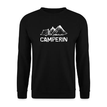 Camping Berge Zelten Wanderer Ferien Natur Relaxen - Unisex Pullover - Schwarz - Vorne - Alina (178cm) & Michal (187cm)