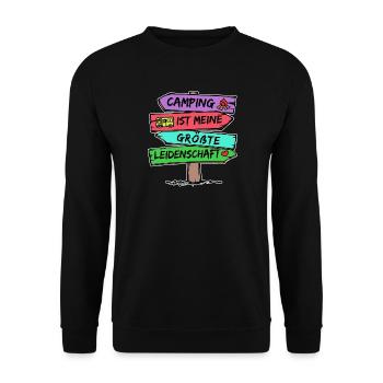 Camping Statement Wanderlust Wanderer Herz Camper - Unisex Pullover - Schwarz - Vorne - Alina (178cm) & Michal (187cm)