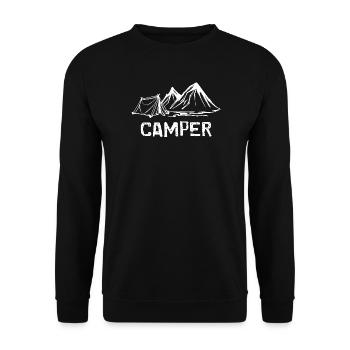 Camper Spruch Camping Bethe Zelten Wanderer - Unisex Pullover - Schwarz - Vorne - Alina (178cm) & Michal (187cm)