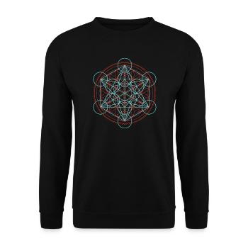 Vibrant Flower of Life Geometry - Unisex Sweatshirt - black - Front - Alina (178cm) & Michal (187cm)