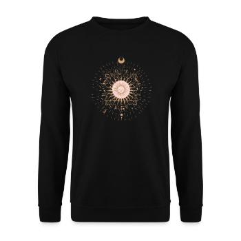 Sonnen-Mandala-Strahlen - Unisex Pullover - Schwarz - Vorne - Alina (178cm) & Michal (187cm)