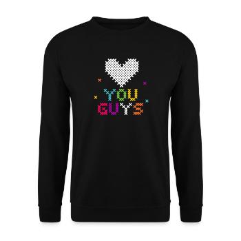 Kreuzstich Herz Liebe Typografie - Unisex Pullover - Schwarz - Vorne - Alina (178cm) & Michal (187cm)