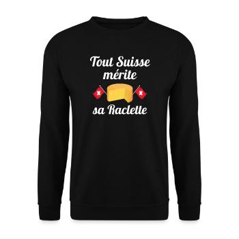 raclette, fromage fondu, Suisse - Sweat-shirt Unisexe - noir - Devant - Alina (178cm) & Michal (187cm)