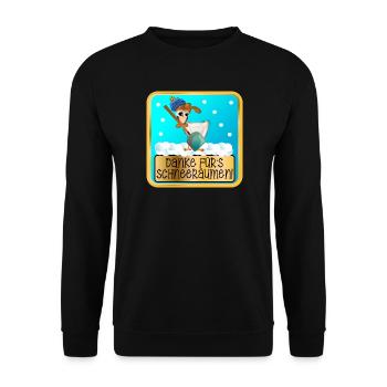 DANKESCHÖN WINTERDIENST - SCHNEERÄUMEN HUHN - Unisex Pullover - Schwarz - Vorne - Alina (178cm) & Michal (187cm)