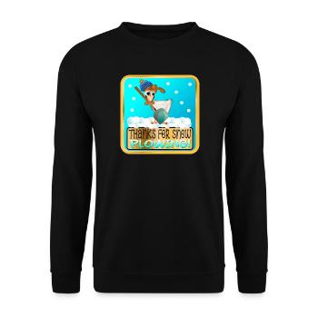WINTERHUHN - DANKE FÜRS SCHNEEPFLÜGEN - Unisex Pullover - Schwarz - Vorne - Alina (178cm) & Michal (187cm)