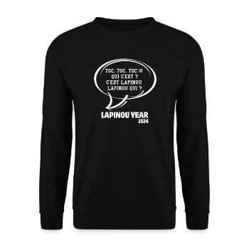 bonne année, happy new year, 2024 - Sweat-shirt Unisexe - noir - Devant - Alina (178cm) & Michal (187cm)