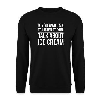 Wenn du willst, dass ich dir zuhöre, komisches Shirt - Unisex Pullover - Schwarz - Vorne - Alina (178cm) & Michal (187cm)
