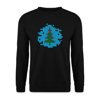 Christmas Tree Knit Ugly Christmas Xmas Pattern - Unisex Sweatshirt - black - Front - Alina (178cm) & Michal (187cm)