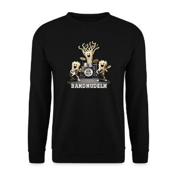Nudel Pasta Bandnudeln Musik Musikband Wortspiel - Unisex Pullover - Schwarz - Vorne - Alina (178cm) & Michal (187cm)