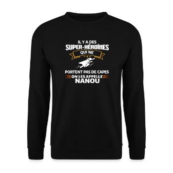 Super-Héroïnes Nanou Superpower Illustration - Sweat-shirt Unisexe - noir - Devant - Alina (178cm) & Michal (187cm)
