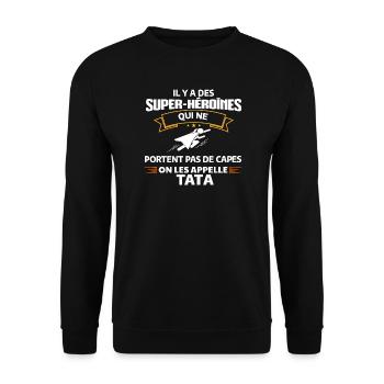 Super-Héroïne TATA Mode - Sweat-shirt Unisexe - noir - Devant - Alina (178cm) & Michal (187cm)