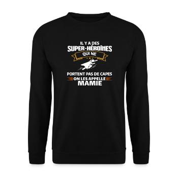 Super-Héroïne Capes Mamie Motivante - Sweat-shirt Unisexe - noir - Devant - Alina (178cm) & Michal (187cm)