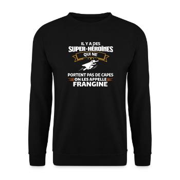 Super-Héroïne Frangine T-Shirt Empowerment - Sweat-shirt Unisexe - noir - Devant - Alina (178cm) & Michal (187cm)