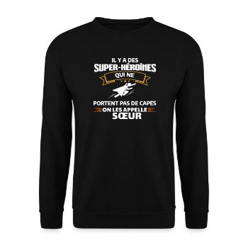 Héroïnes non capes illustrées - Sweat-shirt Unisexe - noir - Devant - Alina (178cm) & Michal (187cm)
