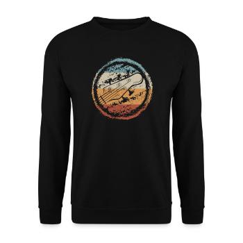 Retro Gitarre Sunset Circle - Unisex Pullover - Schwarz - Vorne - Alina (178cm) & Michal (187cm)