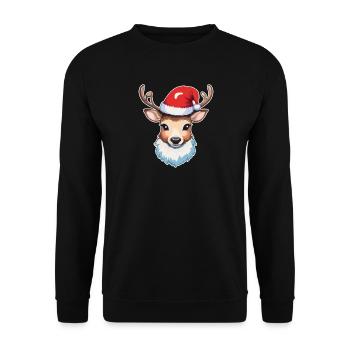 Reindeer Deer Christmas - Unisex Sweatshirt - black - Front - Alina (178cm) & Michal (187cm)