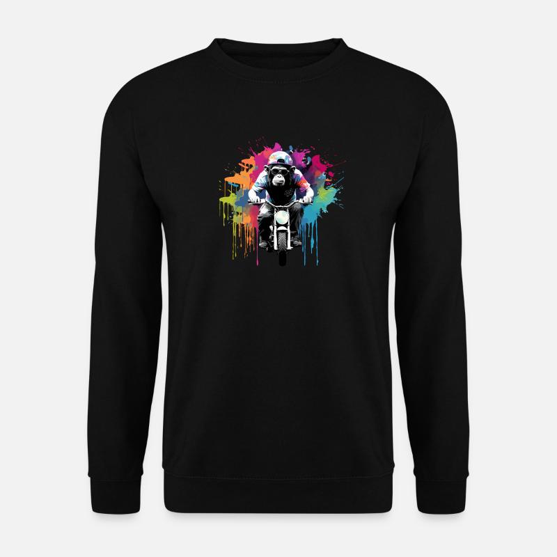 Lustig Affe Affen Motorrad Sonnenbrille Schimpanse - Unisex Pullover - Schwarz