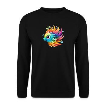 Drôle de poisson coloré - Sweat-shirt Unisexe - noir - Devant - Alina (178cm) & Michal (187cm)