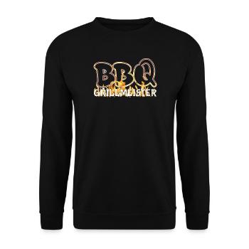 BBQ Grillmeister Logo Flammen - Unisex Pullover - Schwarz - Vorne - Alina (178cm) & Michal (187cm)